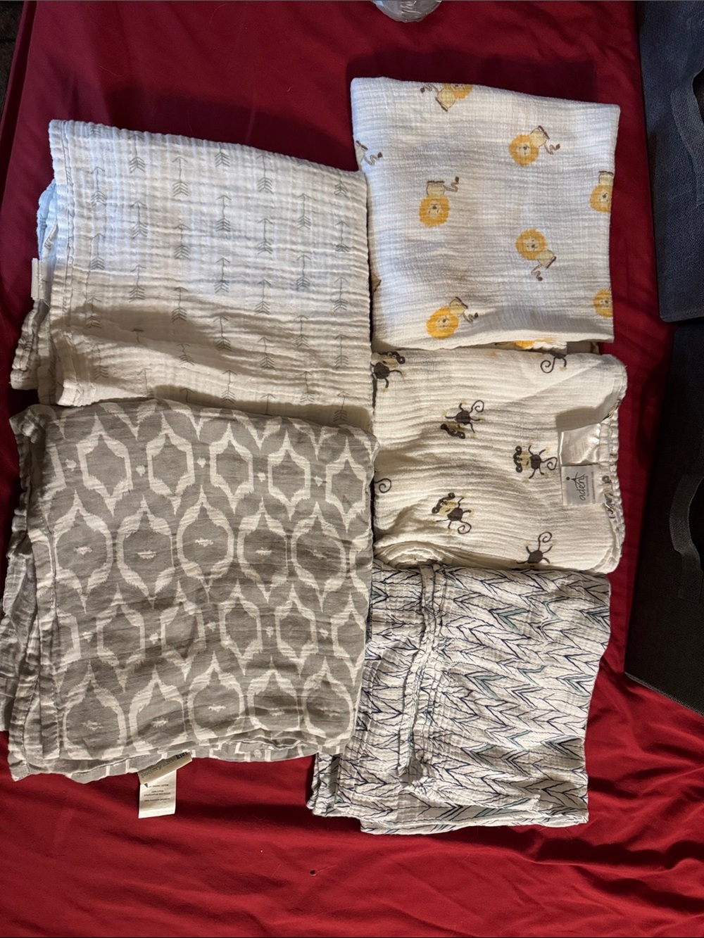 Multiple Baby Swaddle Set - Gray, Cream, Yellow, Blue - 8 blankets